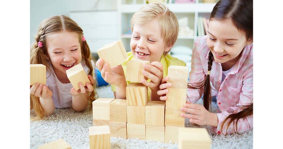 kids playing with wooden blocks