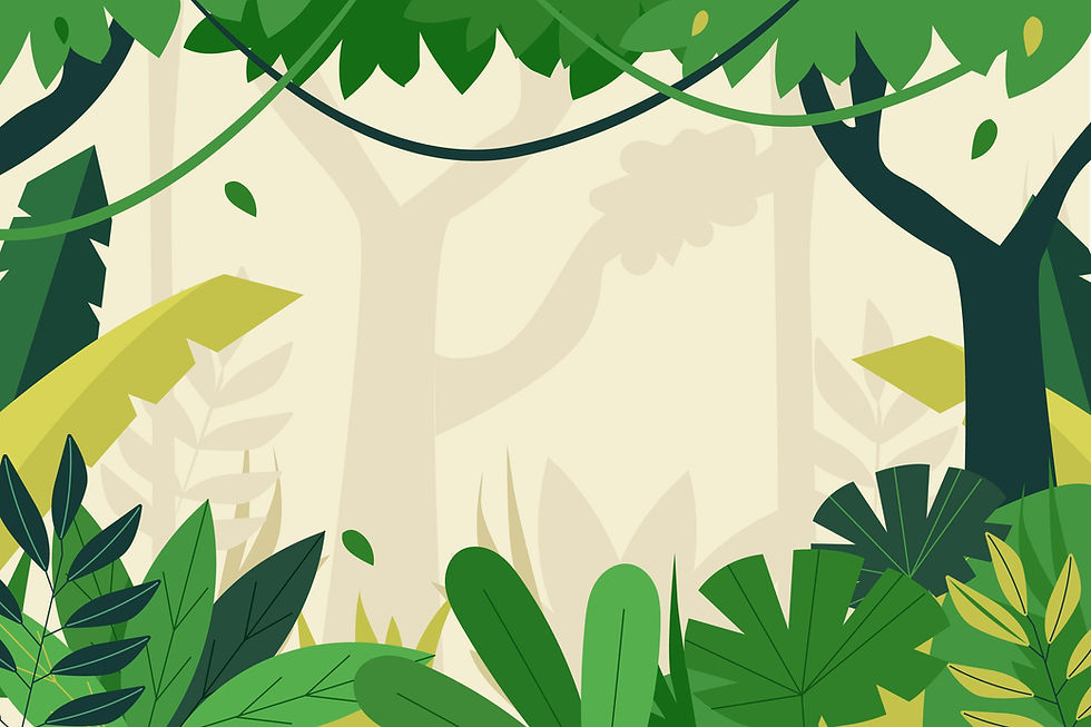 Decorative illustrated jungle leaf background for visual theme.