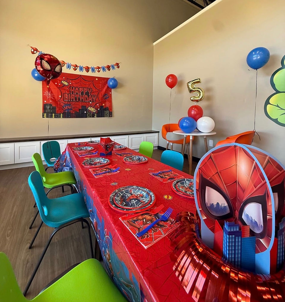 private birthday party room at little explorers decorated 