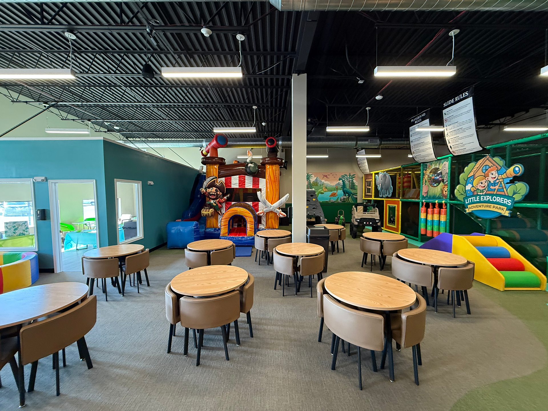 indoor play cafe area at little explorers in dublin pa 