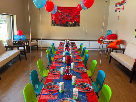 kids spiderman themed birthday party at little explorers