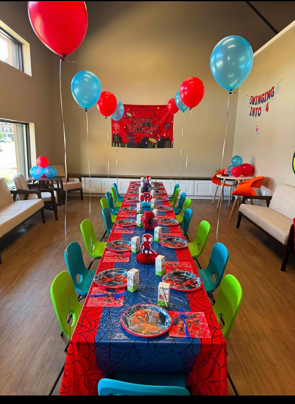 spiderman themed birthday party at little explorers