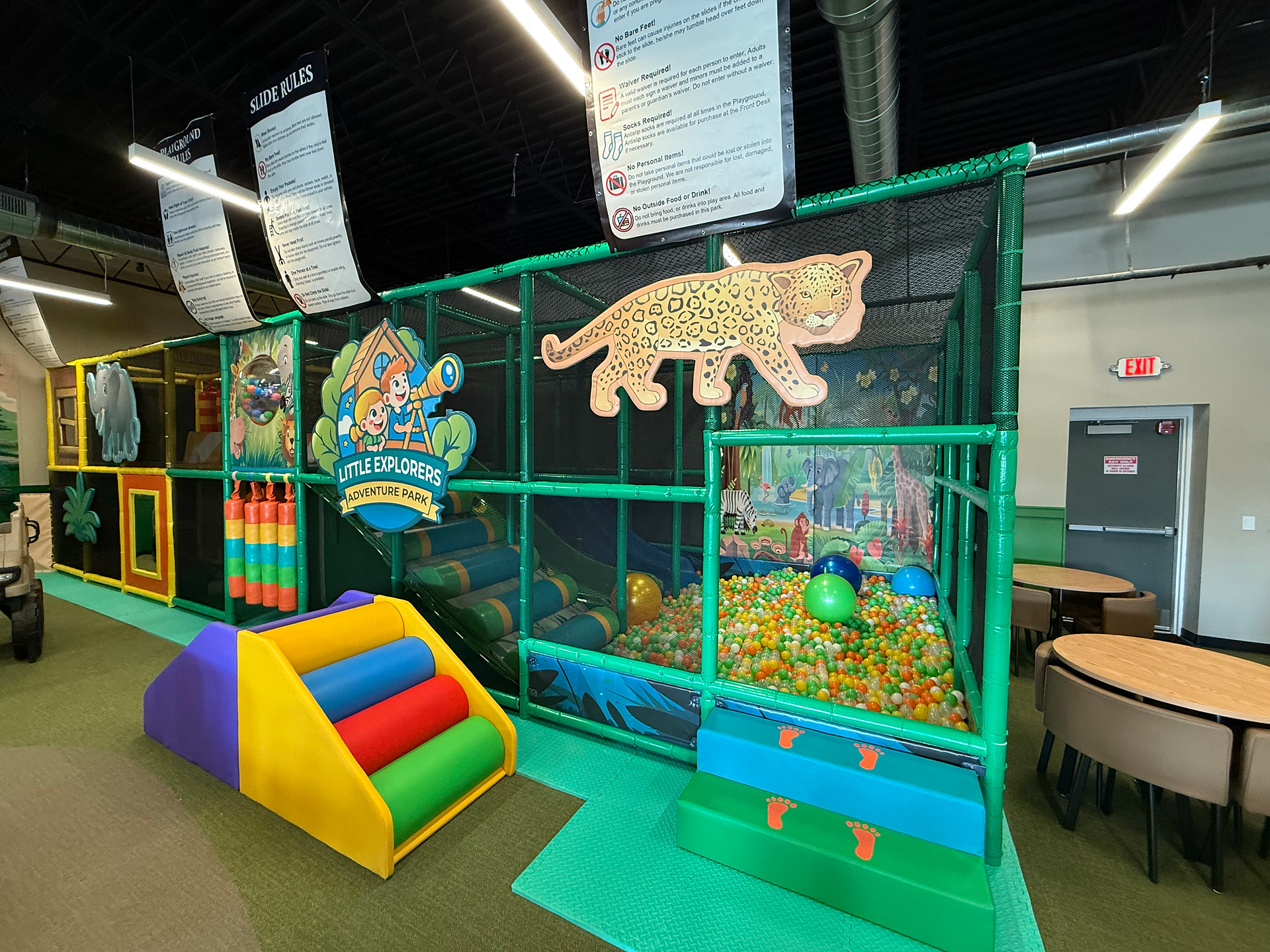 softplay structure with a ball pit at little explorers