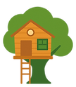 Illustration of a tree house representing the Jungle Safari and Tree House Adventure play area